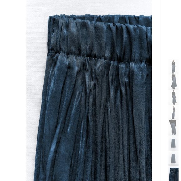 NWT ZARA WRINKLED SATIN EFFECT SKIRT PETROL BLUE - Picture 8 of 8